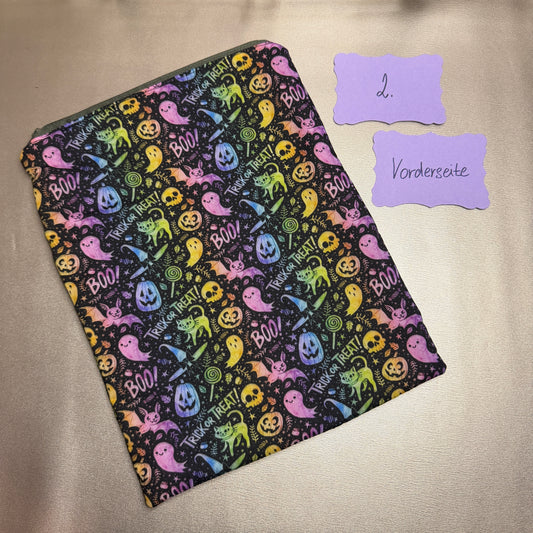 Buchbeutel mit Reißverschluss - Trick or Treat - schwarz/bunt